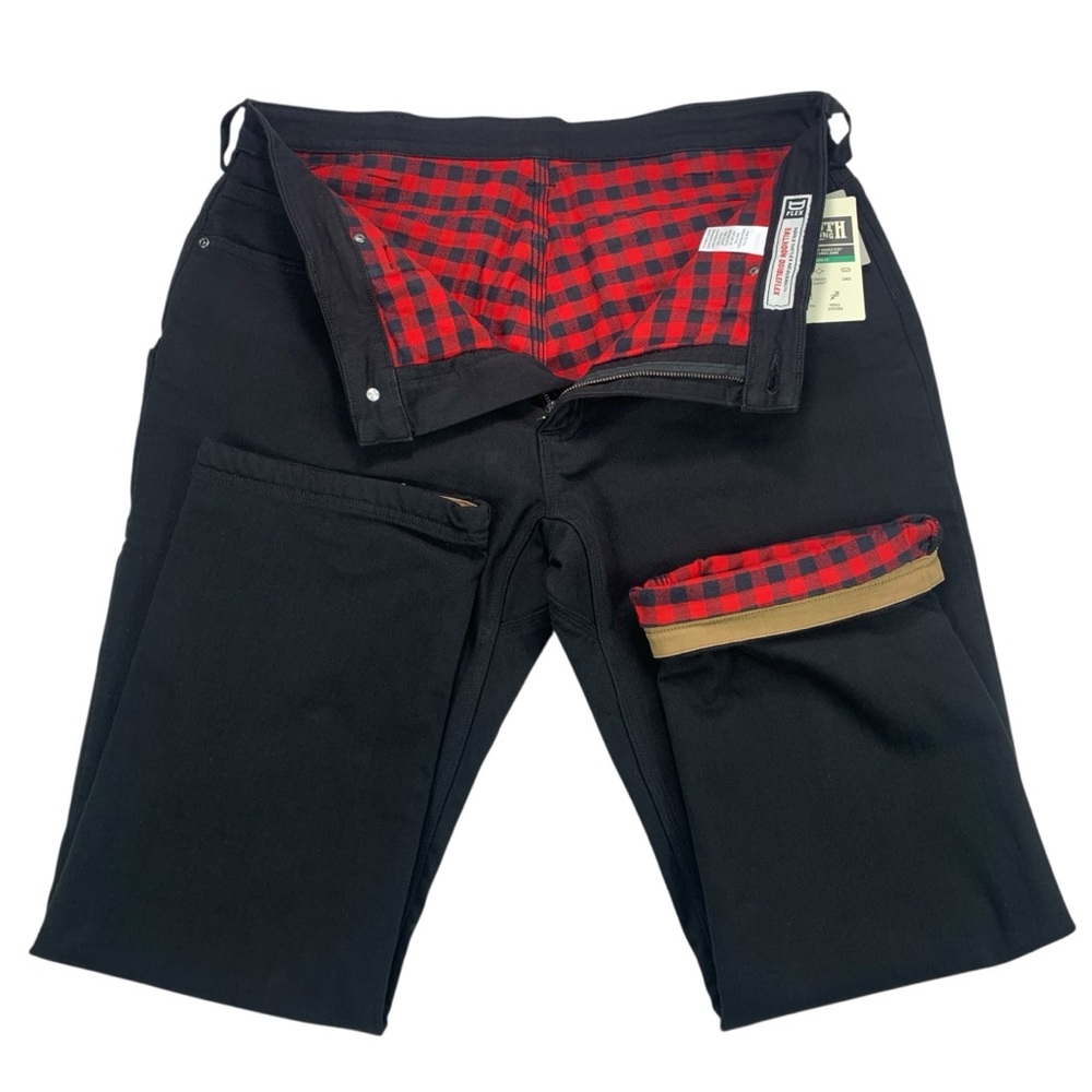 Duluth Trading Co Men’s 38x30 Black Ballroom DoubleFlex Flannel Lined Work Pants